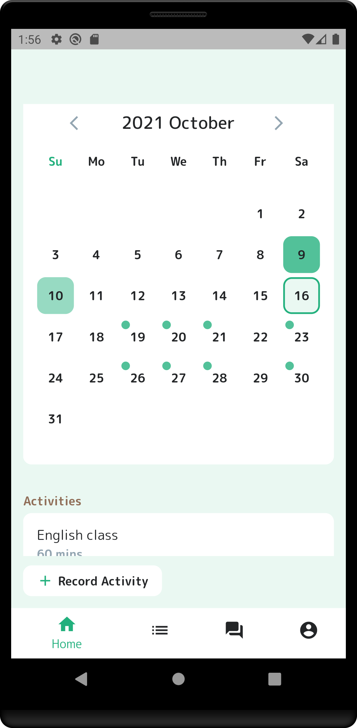 calendar view